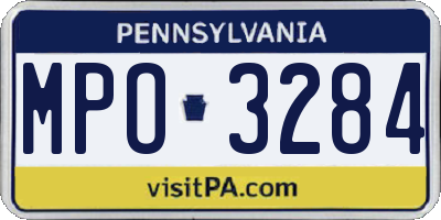 PA license plate MPO3284