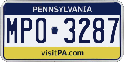 PA license plate MPO3287