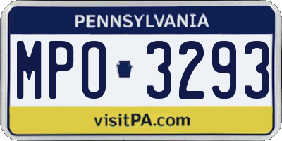 PA license plate MPO3293