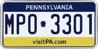 PA license plate MPO3301
