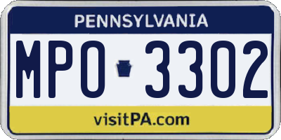 PA license plate MPO3302