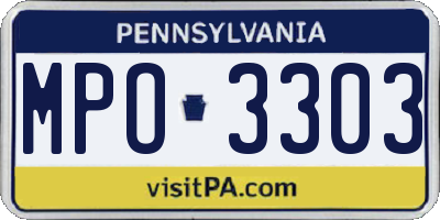PA license plate MPO3303