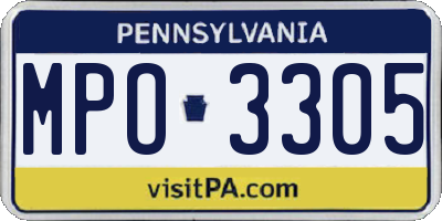 PA license plate MPO3305