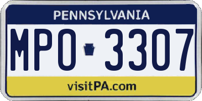 PA license plate MPO3307
