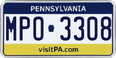 PA license plate MPO3308