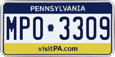 PA license plate MPO3309