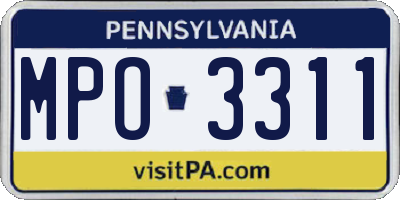 PA license plate MPO3311