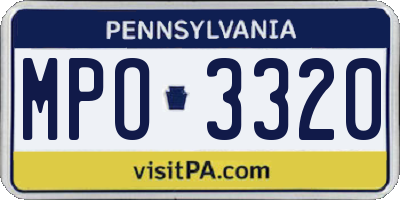 PA license plate MPO3320