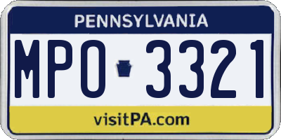 PA license plate MPO3321