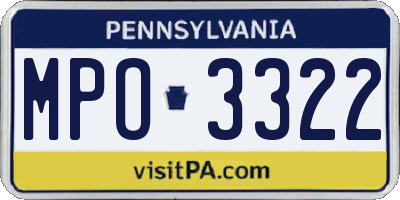 PA license plate MPO3322