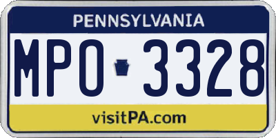 PA license plate MPO3328