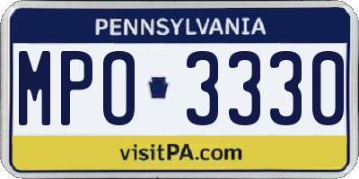 PA license plate MPO3330
