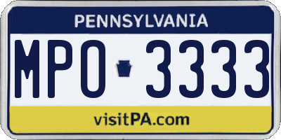 PA license plate MPO3333