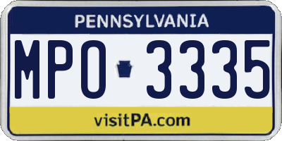 PA license plate MPO3335