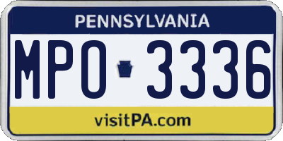 PA license plate MPO3336
