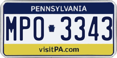 PA license plate MPO3343