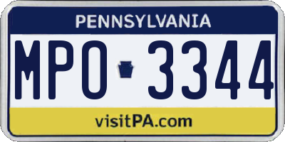 PA license plate MPO3344