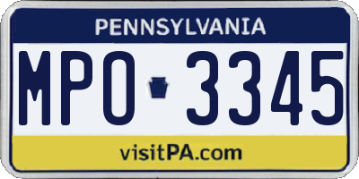 PA license plate MPO3345