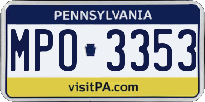 PA license plate MPO3353