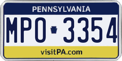PA license plate MPO3354