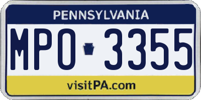 PA license plate MPO3355