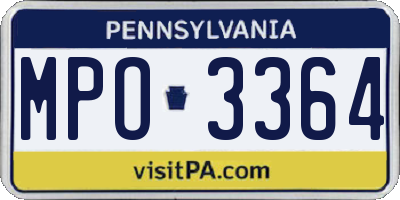 PA license plate MPO3364
