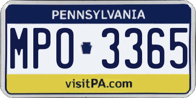 PA license plate MPO3365
