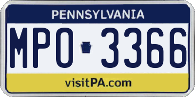 PA license plate MPO3366