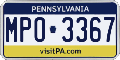 PA license plate MPO3367