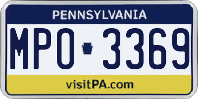 PA license plate MPO3369
