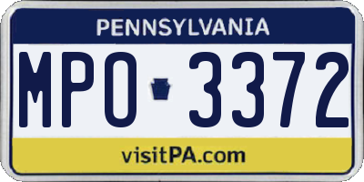PA license plate MPO3372