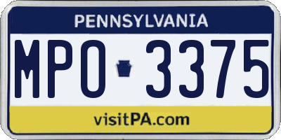 PA license plate MPO3375