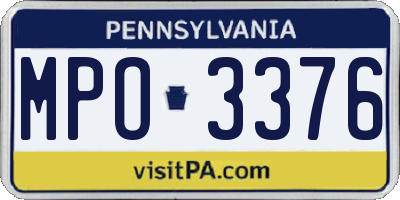 PA license plate MPO3376