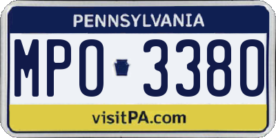 PA license plate MPO3380