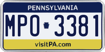 PA license plate MPO3381