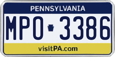 PA license plate MPO3386