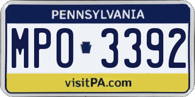 PA license plate MPO3392
