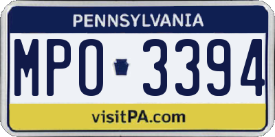 PA license plate MPO3394