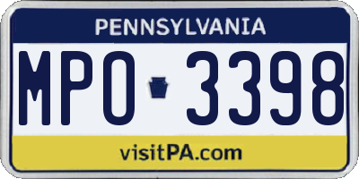 PA license plate MPO3398