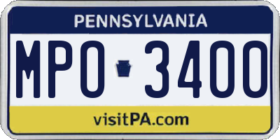 PA license plate MPO3400