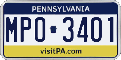 PA license plate MPO3401