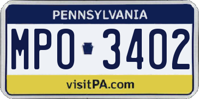PA license plate MPO3402