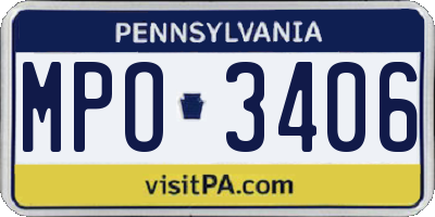 PA license plate MPO3406