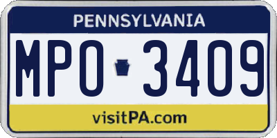 PA license plate MPO3409