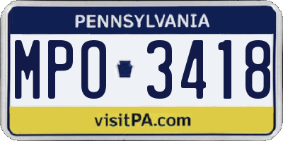 PA license plate MPO3418