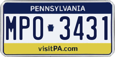 PA license plate MPO3431