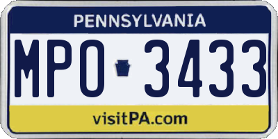 PA license plate MPO3433