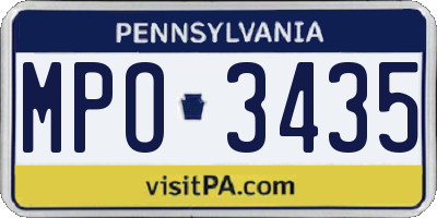 PA license plate MPO3435
