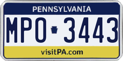 PA license plate MPO3443