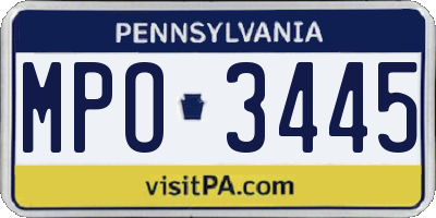 PA license plate MPO3445